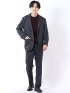 スラックス メンズ ビジネス セットアップ可能 ストレッチ ウォッシャブル レギュラー ノータック テーパード メランジ ジャージ 紺