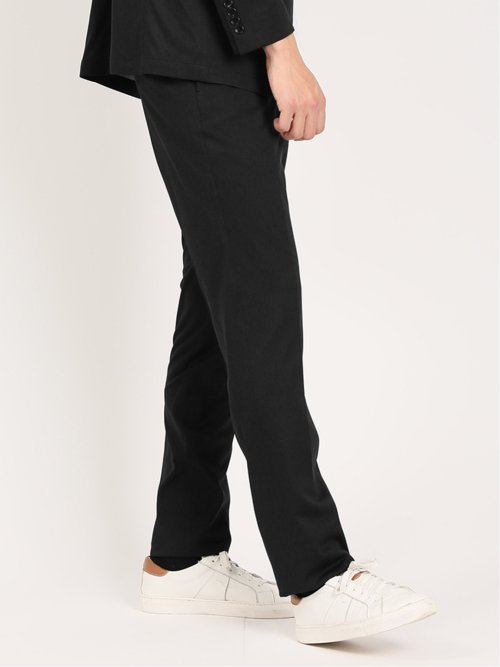 軽量ジャージ レギュラーフィット ノータックパンツ 黒(セットアップ可能)