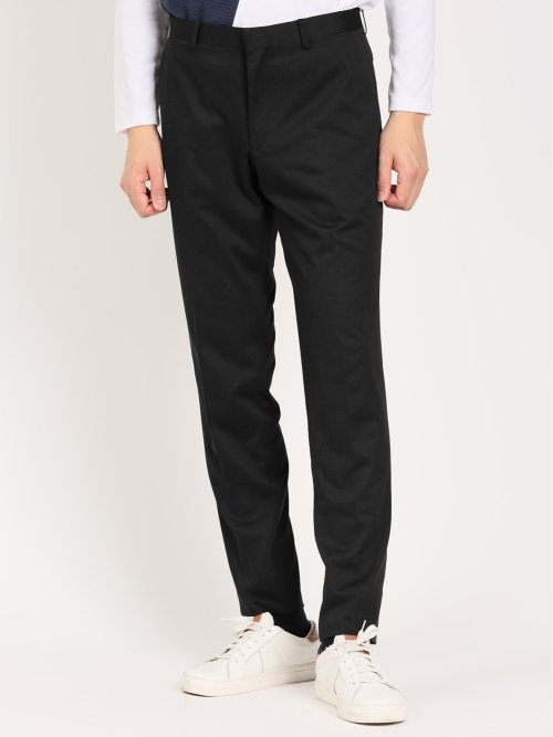 軽量ジャージ レギュラーフィット ノータックパンツ 黒(セットアップ可能)