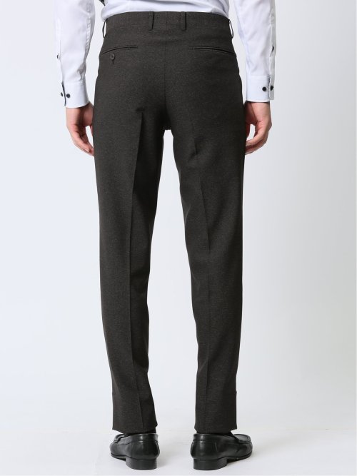 ストレッチウォッシャブル スリムフィット ノータックパンツ 組織こげ