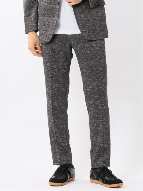 ストレッチウォッシャブル スリムフィット ノータックパンツ 組織こげ