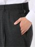 スラックス メンズ ビジネス ワイドパンツ ウール インタック ツープリーツ サイド尾錠 グレー