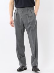 ウール混 ツータック ワイド スラックス ライトグレー