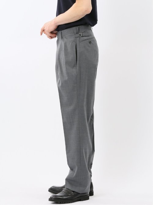 ウール混 ツータック ワイド スラックス ライトグレー