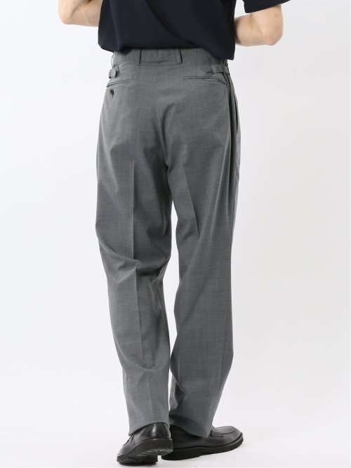 ウール混 ツータック ワイド スラックス ライトグレー