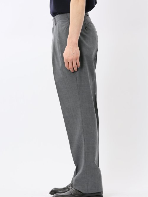 ウール混 ツータック ワイド スラックス ライトグレー