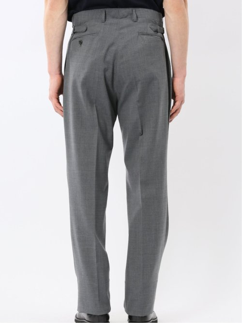 ウール混 ツータック ワイド スラックス ライトグレー