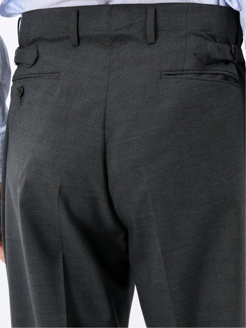 ウール混 ツータック ワイド スラックス グレー