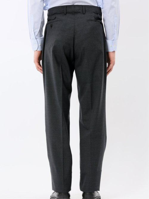 ウール混 ツータック ワイド スラックス グレー