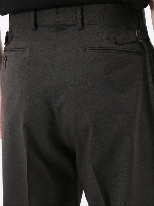 ウール混 ツータック ワイド スラックス 茶