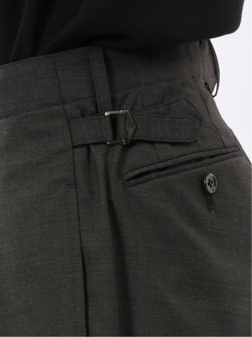 ウール混 ツータック ワイド スラックス 茶