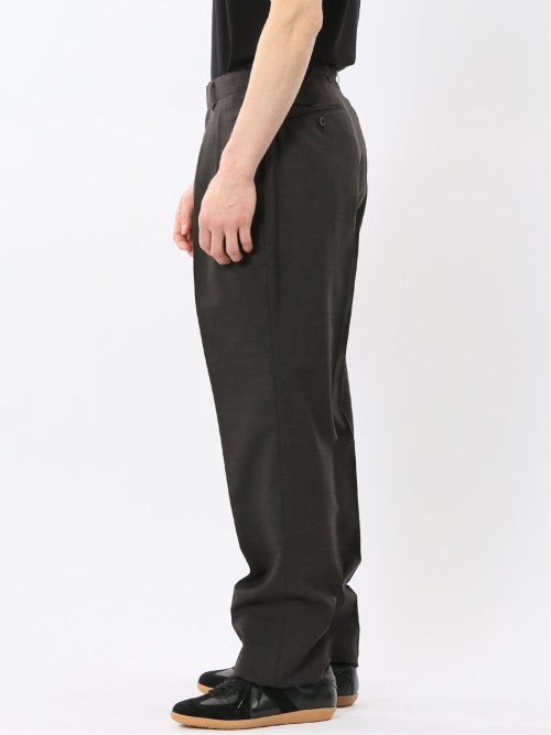 ウール混 ツータック ワイド スラックス 茶