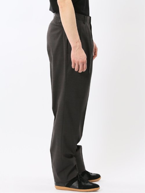 ウール混 ツータック ワイド スラックス 茶