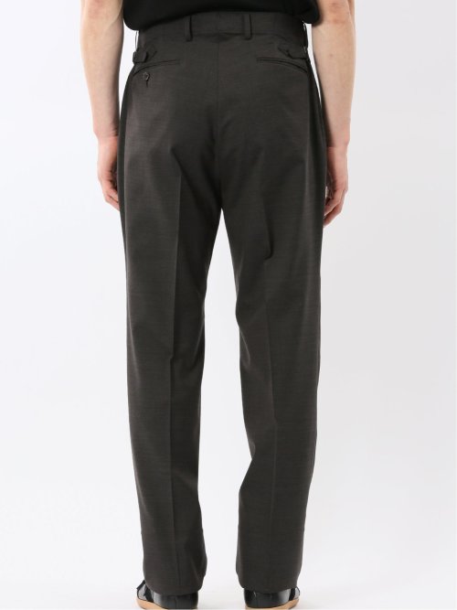 ウール混 ツータック ワイド スラックス 茶