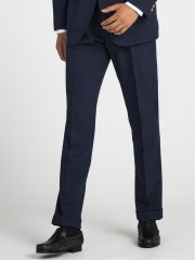 マルゾット/MARZOTTO ウール混 ツータックパンツ 紺(セットアップ可能)