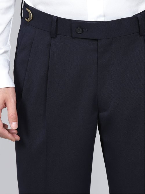 マルゾット/MARZOTTO ウール混 ツータックパンツ 紺(セットアップ可能)