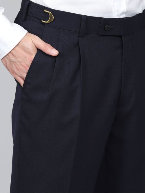 マルゾット/MARZOTTO ウール混 ツータックパンツ 紺(セットアップ可能)