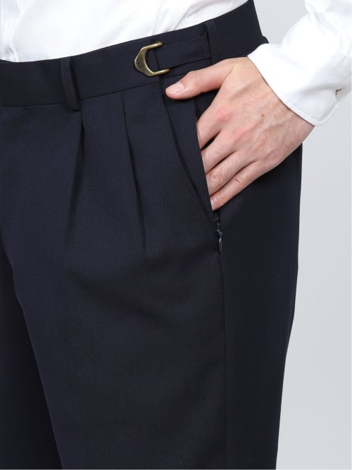 マルゾット/MARZOTTO ウール混 ツータックパンツ 紺(セットアップ可能)