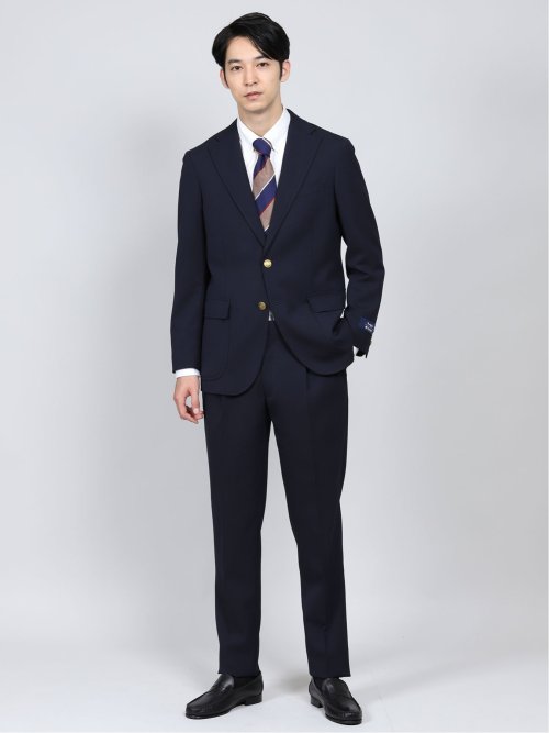 マルゾット/MARZOTTO ウール混 ツータックパンツ 紺(セットアップ可能)