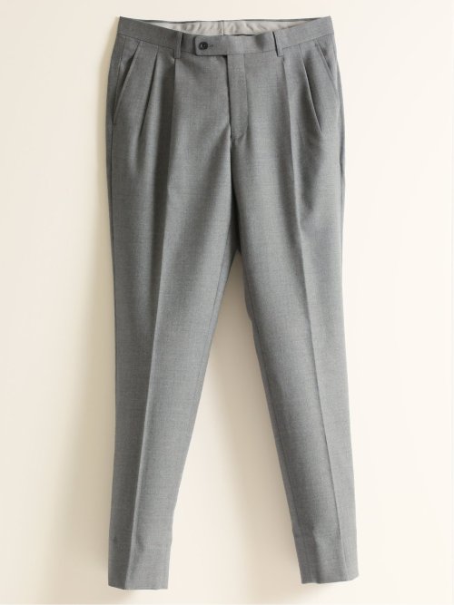 ウール混 スリムフィット ツータックスラックス ライトグレー