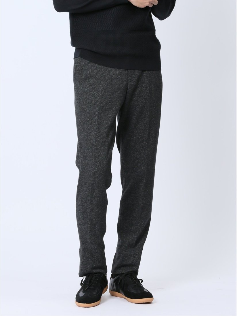 ウール混ジャージ スリムパンツ 黒(セットアップ可能)(S 05黒  