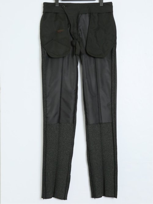 ウール混ジャージ スリムパンツ 黒(セットアップ可能)