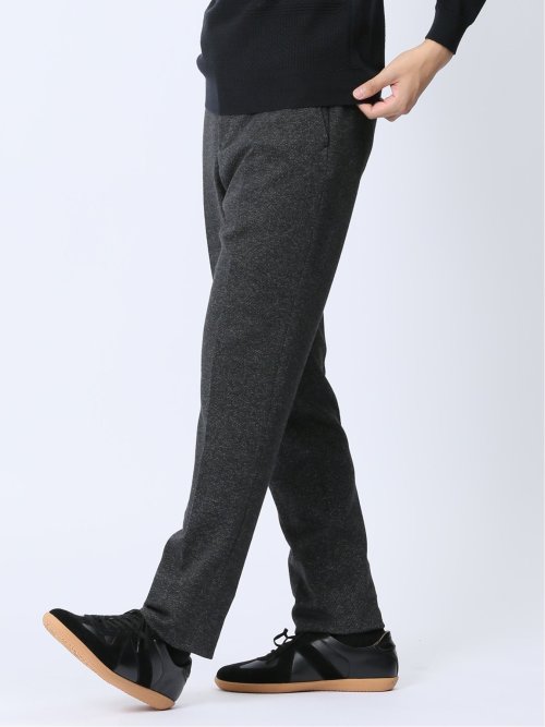 ウール混ジャージ スリムパンツ 黒(セットアップ可能)