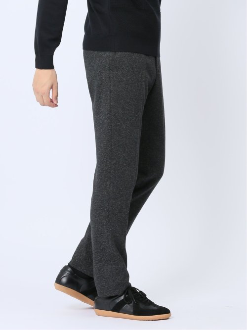 ウール混ジャージ スリムパンツ 黒(セットアップ可能)