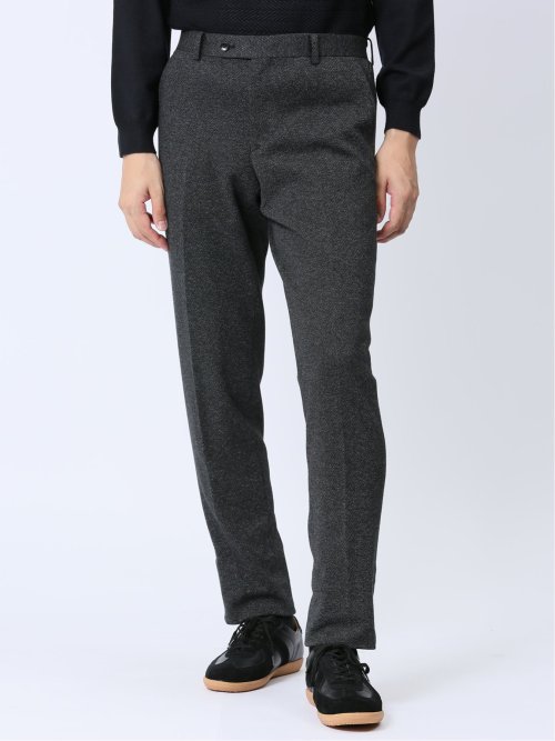 ウール混ジャージ スリムパンツ 黒(セットアップ可能)