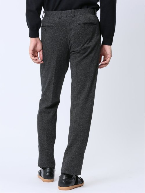 ウール混ジャージ スリムパンツ 黒(セットアップ可能)