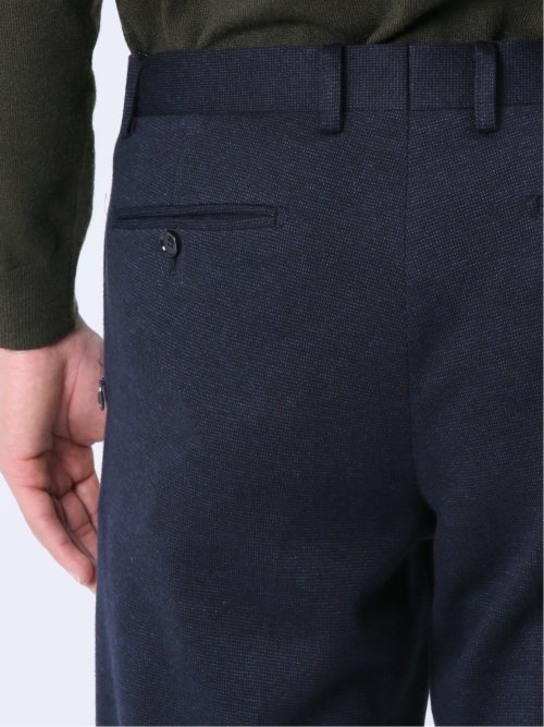 ウール混ジャージ スリムパンツ 紺(セットアップ可能)