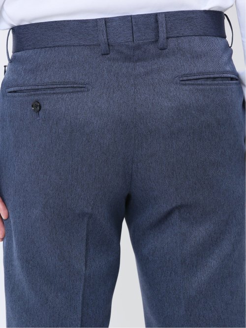 ウォッシャブル レギュラーフィット ノータックパンツ ツイル青(セットアップ可能)