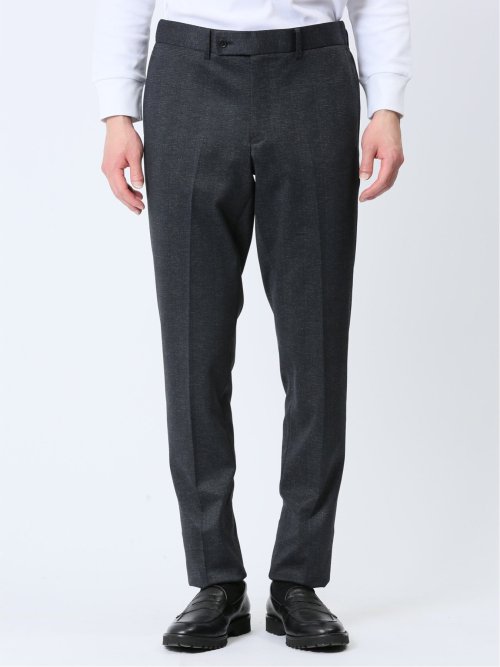 プリントポンチジャージ レギュラーフィット ノータックパンツ 紺(セットアップ可能)