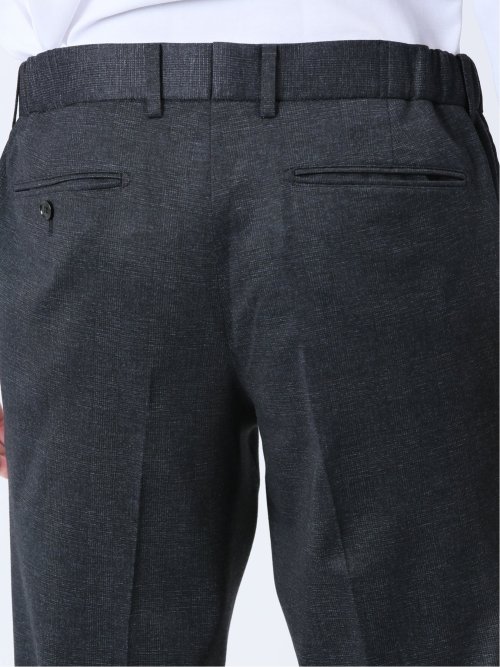 プリントポンチジャージ レギュラーフィット ノータックパンツ 紺(セットアップ可能)