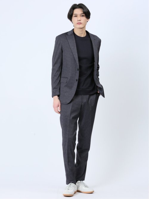 プリントポンチジャージ レギュラーフィット ノータックパンツ グレー(セットアップ可能)