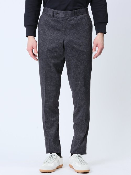 プリントポンチジャージ レギュラーフィット ノータックパンツ グレー(セットアップ可能)