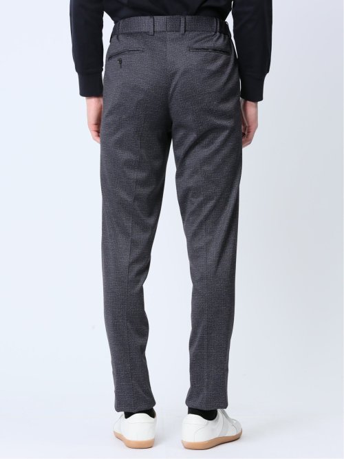 プリントポンチジャージ レギュラーフィット ノータックパンツ グレー(セットアップ可能)