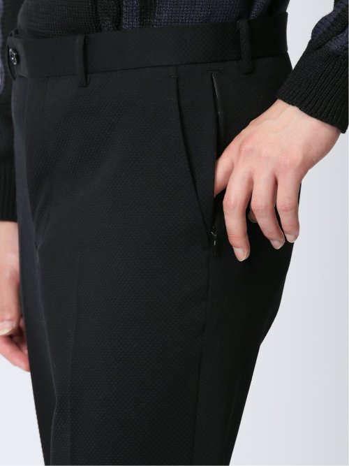 ストレッチウォッシャブル レギュラーフィット ノータックパンツ バスケット黒(セットアップ可能)