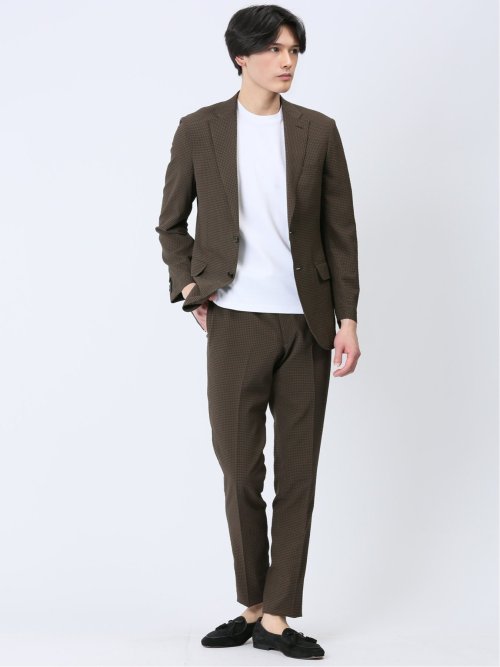 ドットエア レギュラーフィット ノータックパンツ 茶(セットアップ可能)