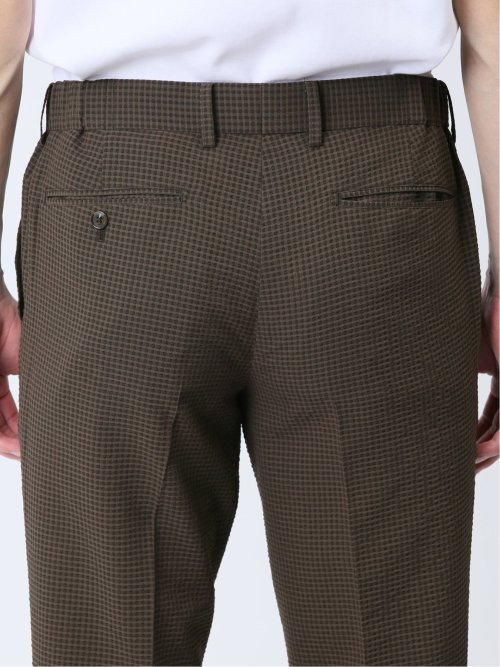 ドットエア レギュラーフィット ノータックパンツ 茶(セットアップ可能)