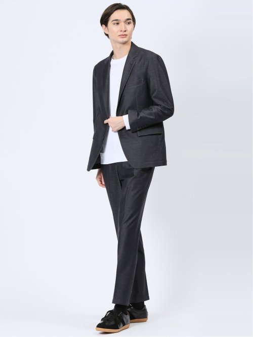 インディゴニット スリムフィット ノータックスラックス 紺(セットアップ可能)