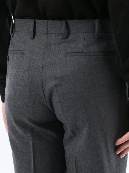 ウォッシャブル ウール混 ノータックスラックス