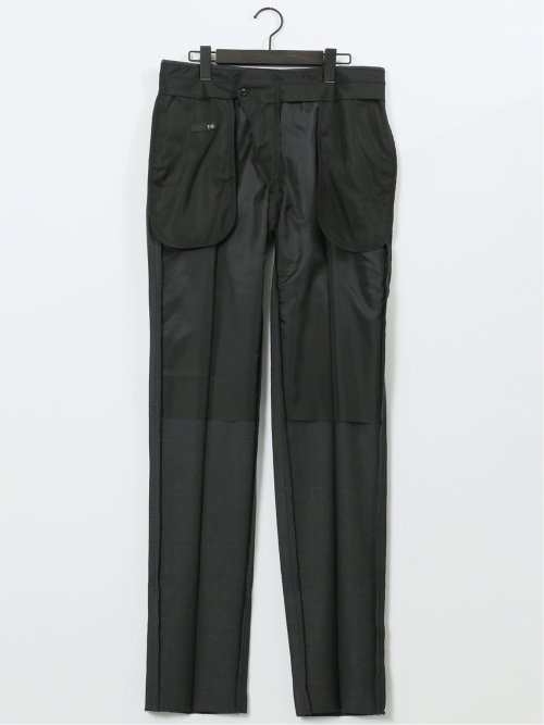 ウォッシャブル ウール混 ノータックスラックス(S 06グレー