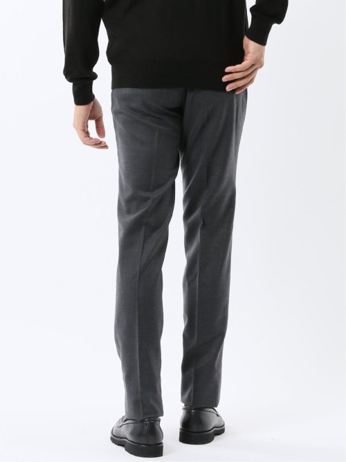 ウォッシャブル ウール混 ノータックスラックス