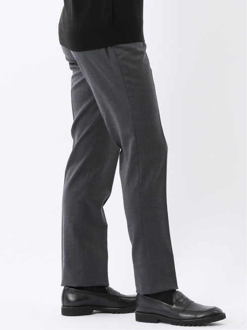 ウォッシャブル ウール混 ノータックスラックス