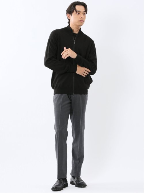 ウォッシャブル ウール混 ノータックスラックス