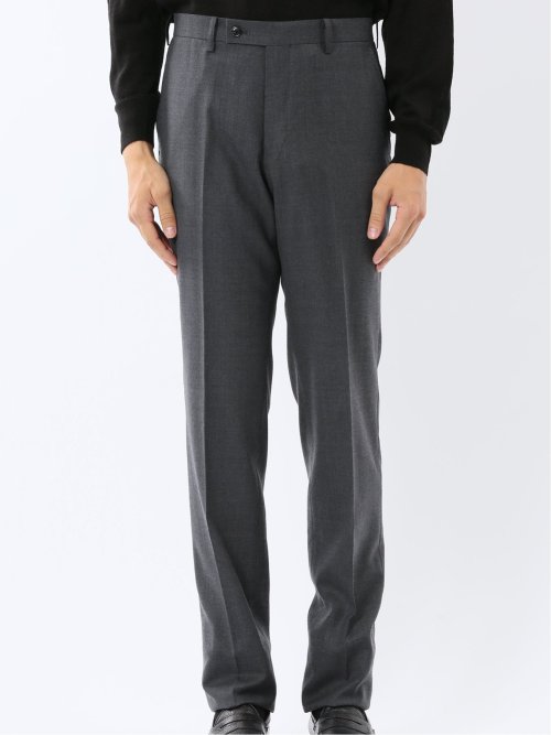 ウォッシャブル ウール混 ノータックスラックス