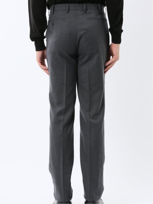 ウォッシャブル ウール混 ノータックスラックス