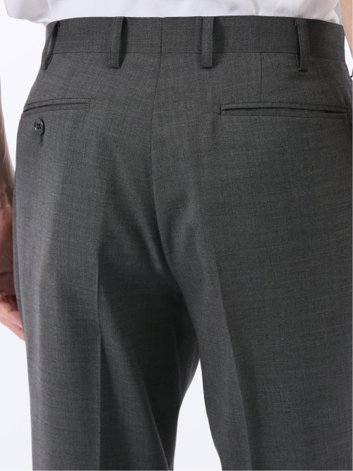 ウォッシャブル ウール混 ノータックスラックス