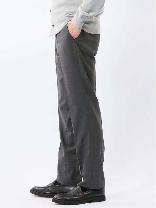 ウォッシャブル ウール混 ノータックスラックス